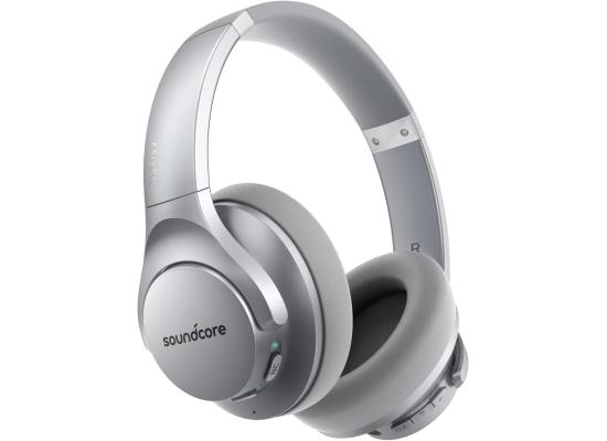 Anker Soundcore Life Q20 Hybrid Active Noise Cancelling Headphones, Wireless Over Ear Bluetooth Headphones, 60H Playtime, Hi-Res Audio, Deep Bass, Foam Ear Cups, Travel, Office, USB-C Charging , Silver